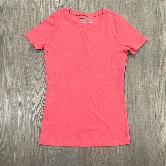 NWOT Eddie Bauer Sherbert Pink Scoop Neck Short Sleeve T-Shirt Size S - Picture 1 of 3